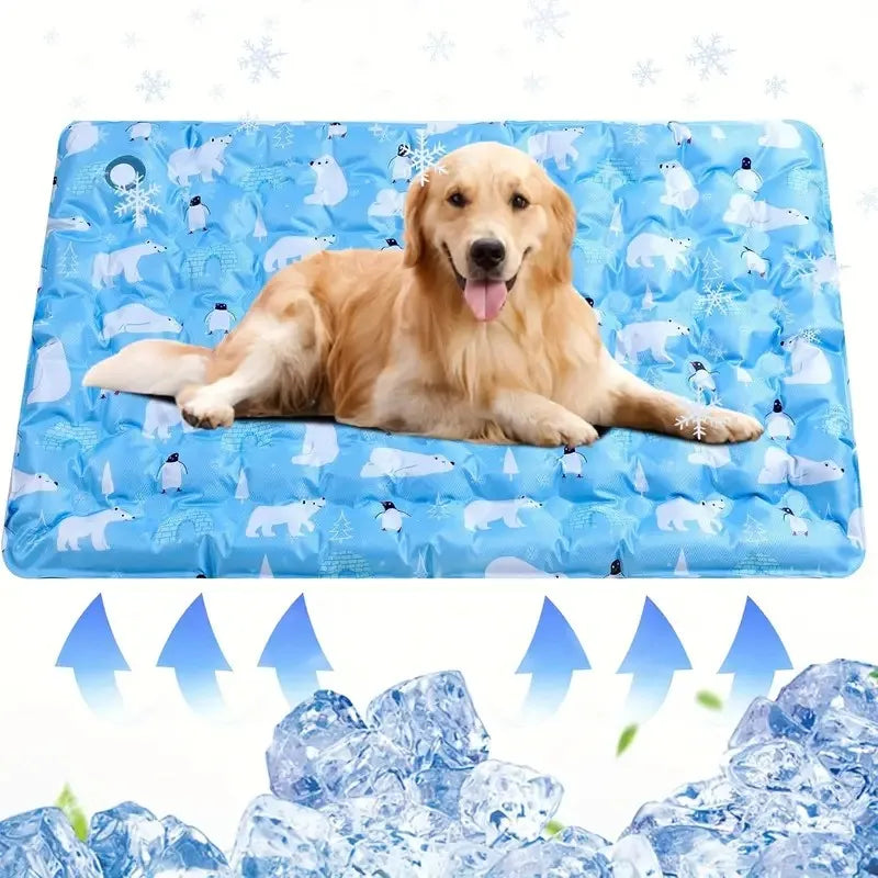 tapis refroidissement animal flocons neige polaire bleu clair moderne double bouchon orifice remplissage sécuritéintérieur