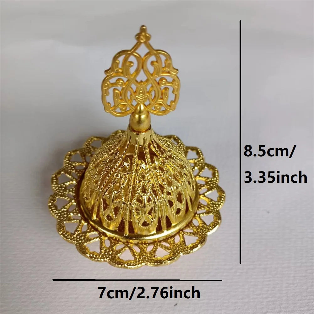 brûleur d'encens cuivre ajouré motifs floraux doré base plate tige ajustable décoration salon aromathérapie