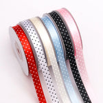 ruban polyester largeur 10mm pois blancs noir blanc rouge bleu clair unique opacité décoration