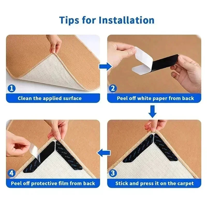 tapis sol antidérapant réutilisable anti bouclage moderne 40 pièces adhésif gris noir