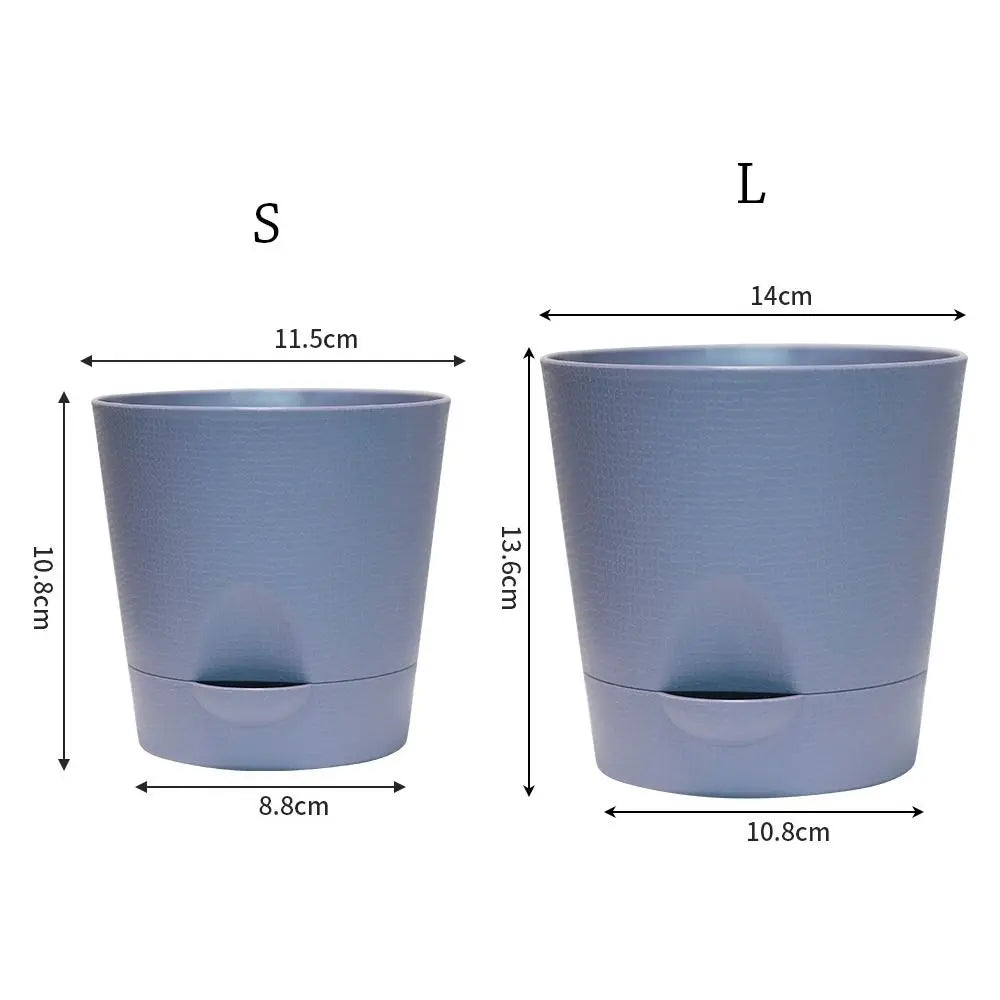 cache pot moderne auto arrosant plastique texture mat couleur bleu rose clairintérieur extérieur