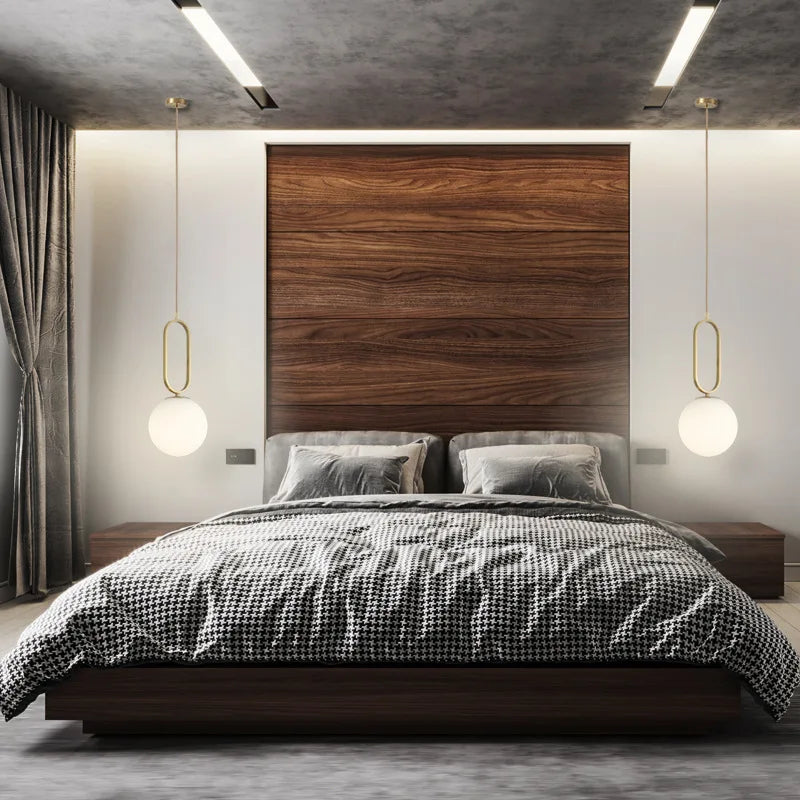 suspension lumineuse moderne sphérique blanche dorée minimaliste chambre salonhôtel