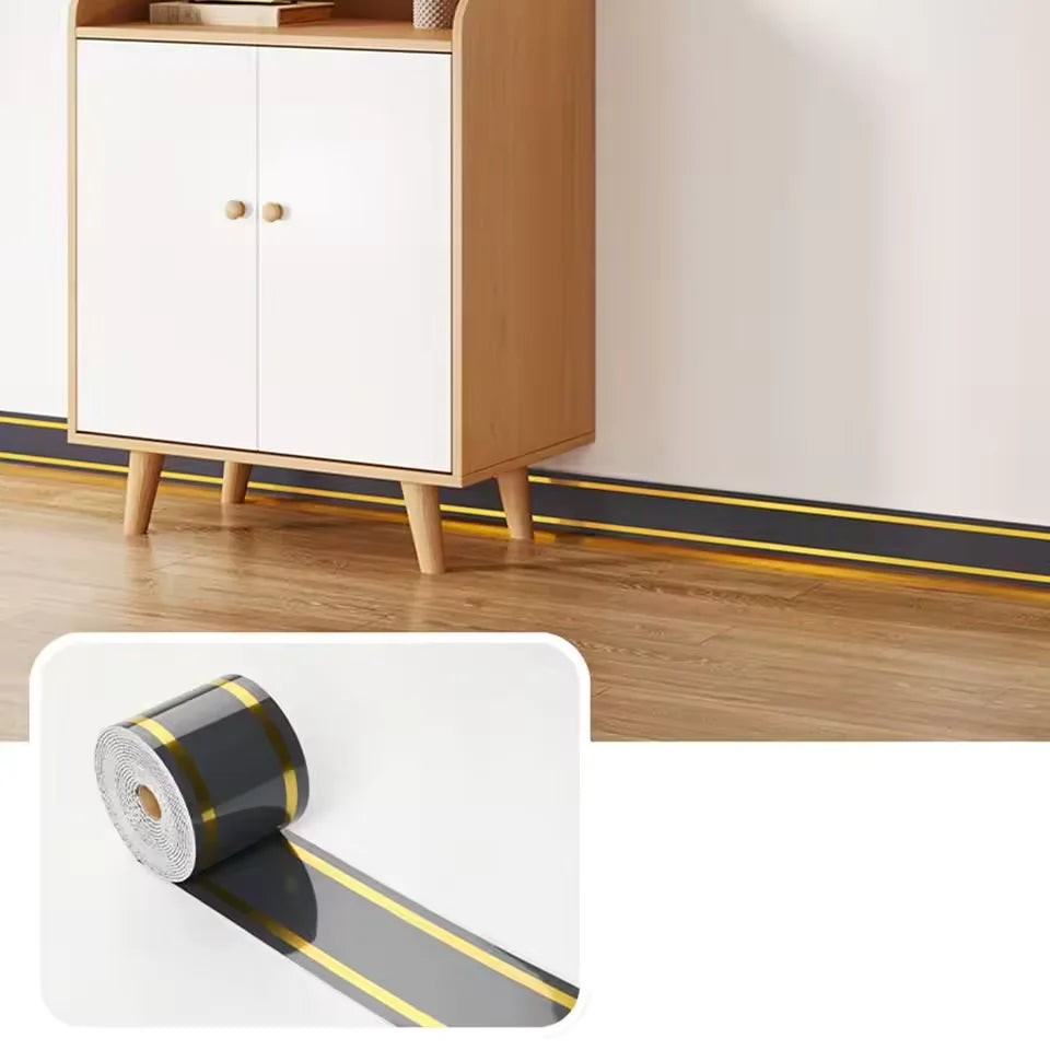 ruban décoratif auto adhésif 5m 10cm noir doré rayures modernes