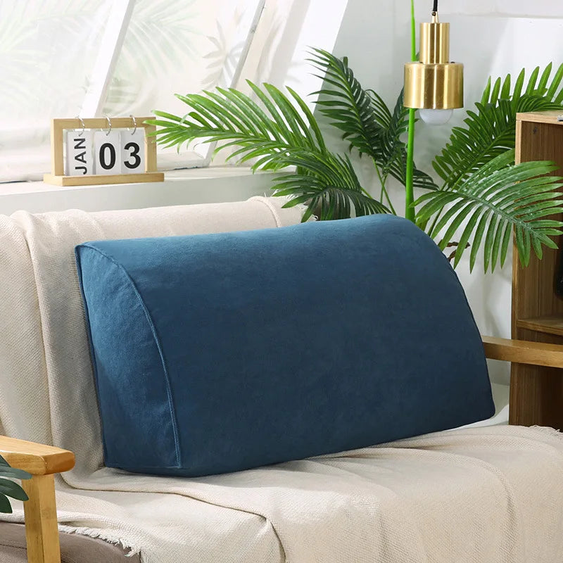 taies d'oreiller triangle solides velours doux moderne bleu marine rose gris vert beige fixés