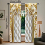 rideau deux pièces polyester roses blanches dorées classique baroque opaques blanc doré beige