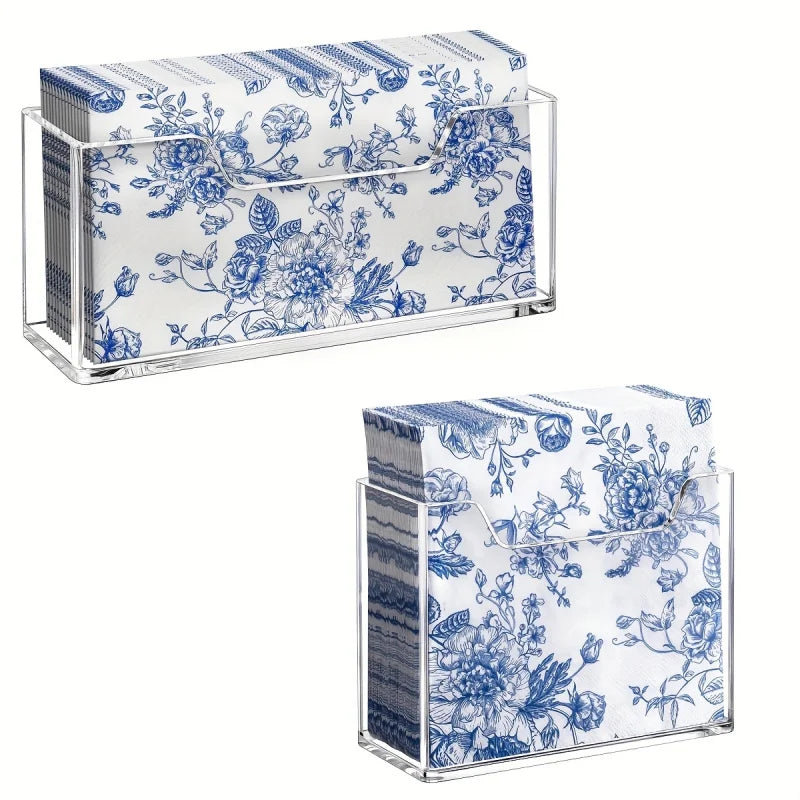 porte serviettes acrylique transparent motif floral élégant rangement table serviettes papier