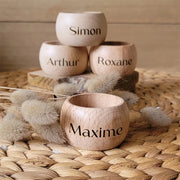 Anneau de serviette en bois personnalisé rustique pour mariage, Noël, baptême, décoration de table