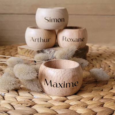 Anneau de serviette en bois personnalisé couleur saphir profond