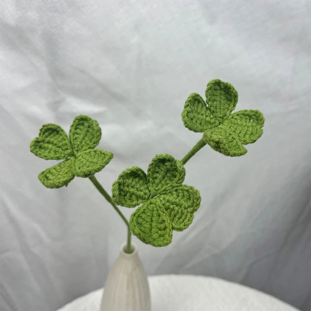 décoration maison mariage anniversaire bouquet fleurs artificielles tricotées feuilles vert clair artisanalintérieur