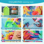 tableau diamant peinture 5d diy multicolore geometrique moderne adhésif pinceau diamants rangement 30x40cm