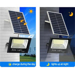 projecteur solaire led moderne ip67 télécommande fixations noir blancextérieur rechargeable autonomephotosensoriel