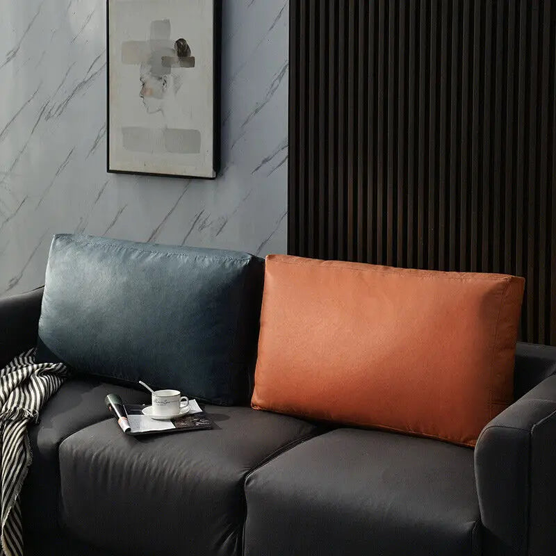 Coussin de salon en simili cuir vert avec motif solide
