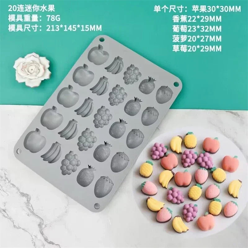 moules silicone gâteaux deco moderne framboise orange champignons cacahuètes fondant tronc arbre