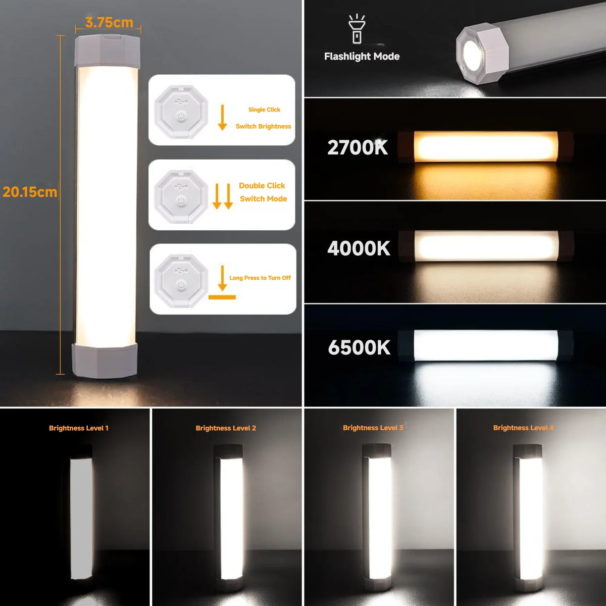lampe torche rechargeable flashlight moderne aimantée résistante autodéfense lumière intense camping