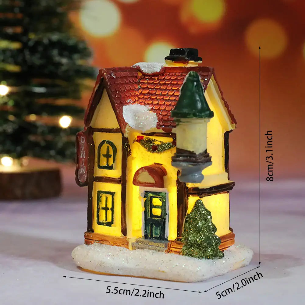 décoration noël lumineuses mini maisons résine brique tuiles colorées festive