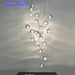 suspension lumineuse moderne transparente cristal ampoules led 200cm haute luminosité