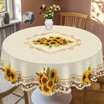 nappe fleur tournesol beige jaune serviettes inclusion extérieur mariage fête rustic classique imperméable