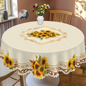 nappe fleur tournesol beige jaune serviettes inclusion extérieur mariage fête rustic classique imperméable