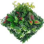 décoration extérieure mur végétal artificiel feuilles fleurs blanches moderne 25x25cm