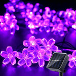 guirlande lumineuse solaire bleu clair fleurs modernes 20m 200leds jardin