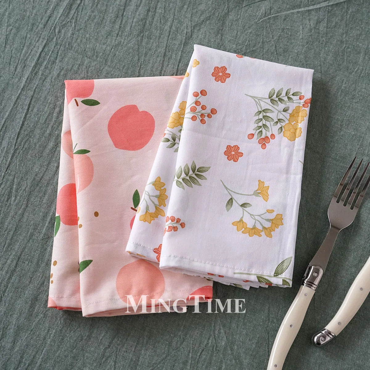 serviettes table multicolores fleurs fruits coton réutilisables moderne floral annuel doré maison fête repas