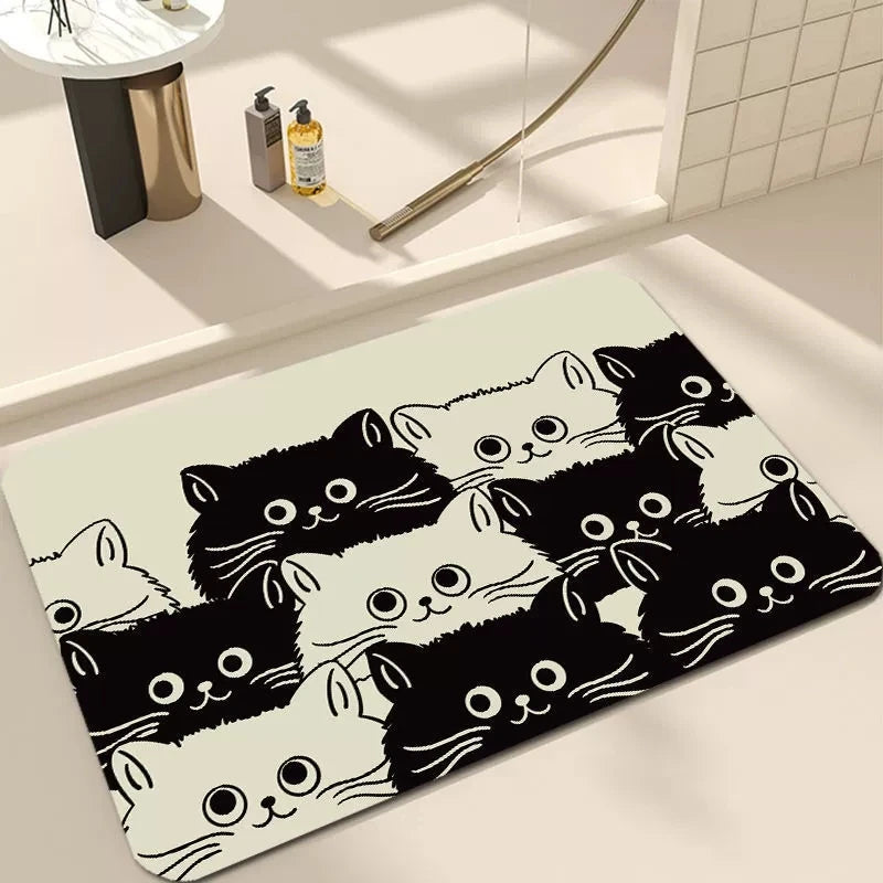 tapis sol décoratif chat dessin animé bienvenue intérieur salon chambre moderne anti dérapant polyester