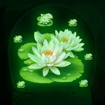 cache siège toilette adhésif fleurs lotus blanc vert bleu jaune réaliste salon salle bain