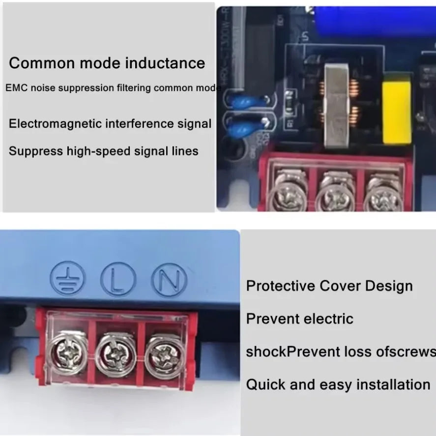 transformateur puissance 12v 24v 45w 60w 100w bleu industriel silent led alimentation électrique certification