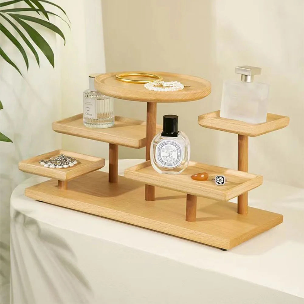 présentoir bois support desserts assiettes velours minimaliste moderne rangement gâteaux blanc multifonctionnel