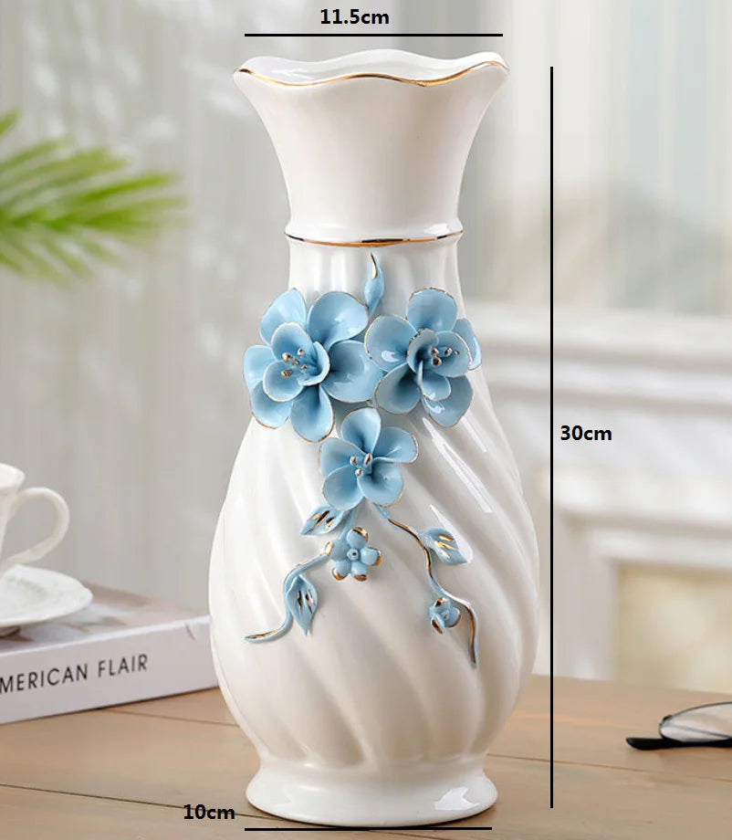 vase porcelaine céramique fleurs relief blanc classique moderne décoration table