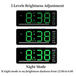 horloge numérique led affichage semaine double alarme noir vert bleu moderne minimaliste