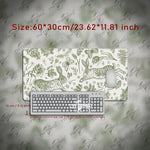 tapis souris lapin vert fleurs graphique adhésif grande taille gamer blanc naturel