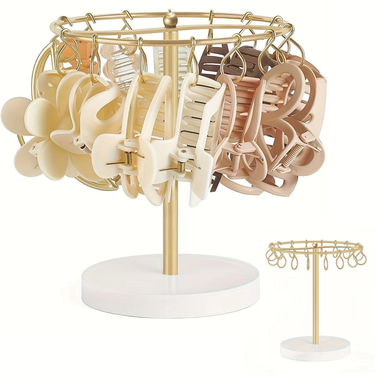 organisateur clochettes accessoires cheveux moderne minimaliste bois métal pince cheveux calendrier vintage