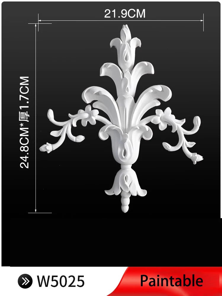 appliques decoratives sculptees floral classique blanc meubles deco mur opacite grande taille DIY