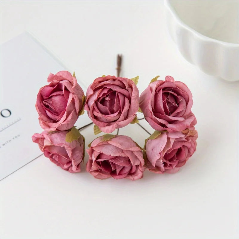 bouquet artificiel roses vintage romantique anniversaire mariage baby shower intérieur feuillets verts