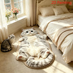 tapis sol chat tigré peluche gris blanc beige doux antidérapant chambre salon maison