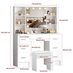 table maquillage moderne blanc miroir glissière éclairage led