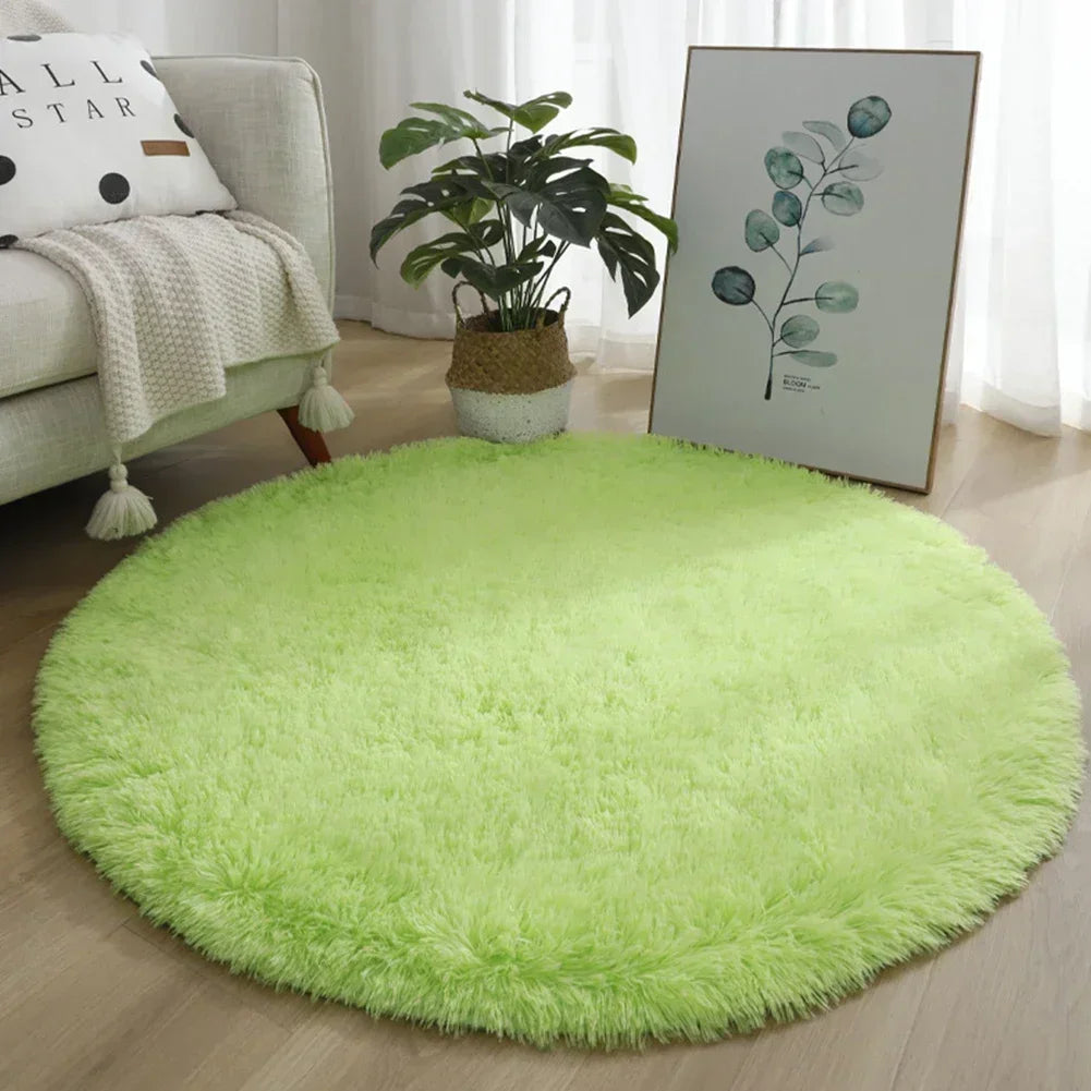 tapis rond uni moderne doux polyester 40cm rose clair vert violet marron bleuclair beige