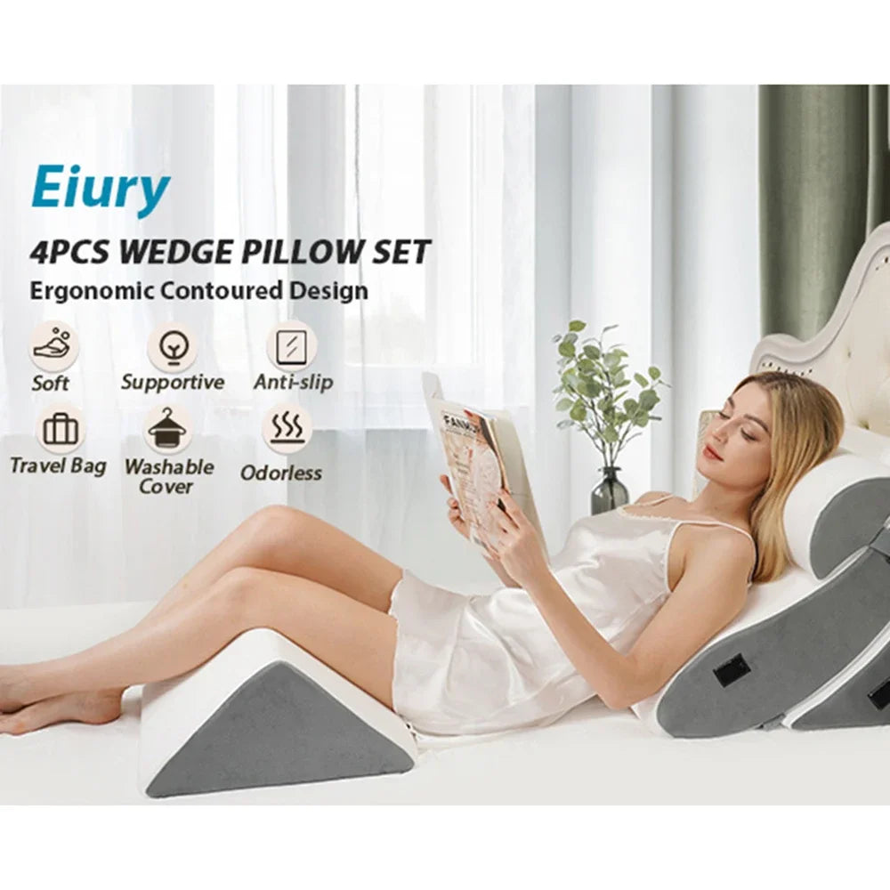coussins forme cale gris doux mousse mémoire forme couchette ergonomique contemporain adjustable lit