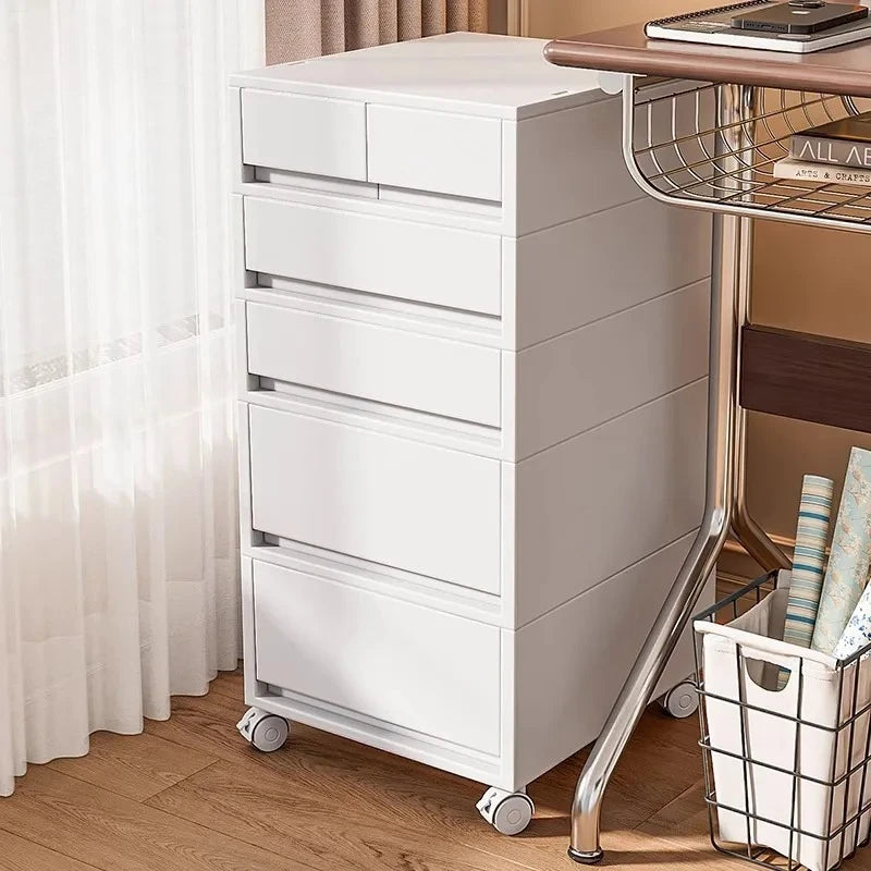 meuble tiroirs mobile moderne gris clair roulettes étages rangement 40L