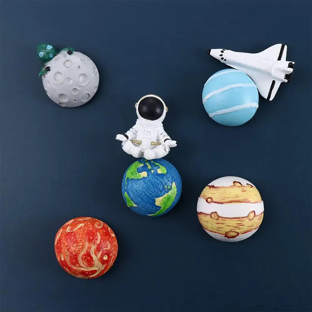 aimants réfrigérateur dessins animés planètes astronaute navette spatiale terre mars.jupiter.saturne