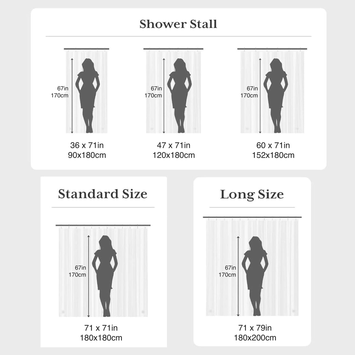 rideau douche transparent moderne grains taille 170cm 180cm aimants