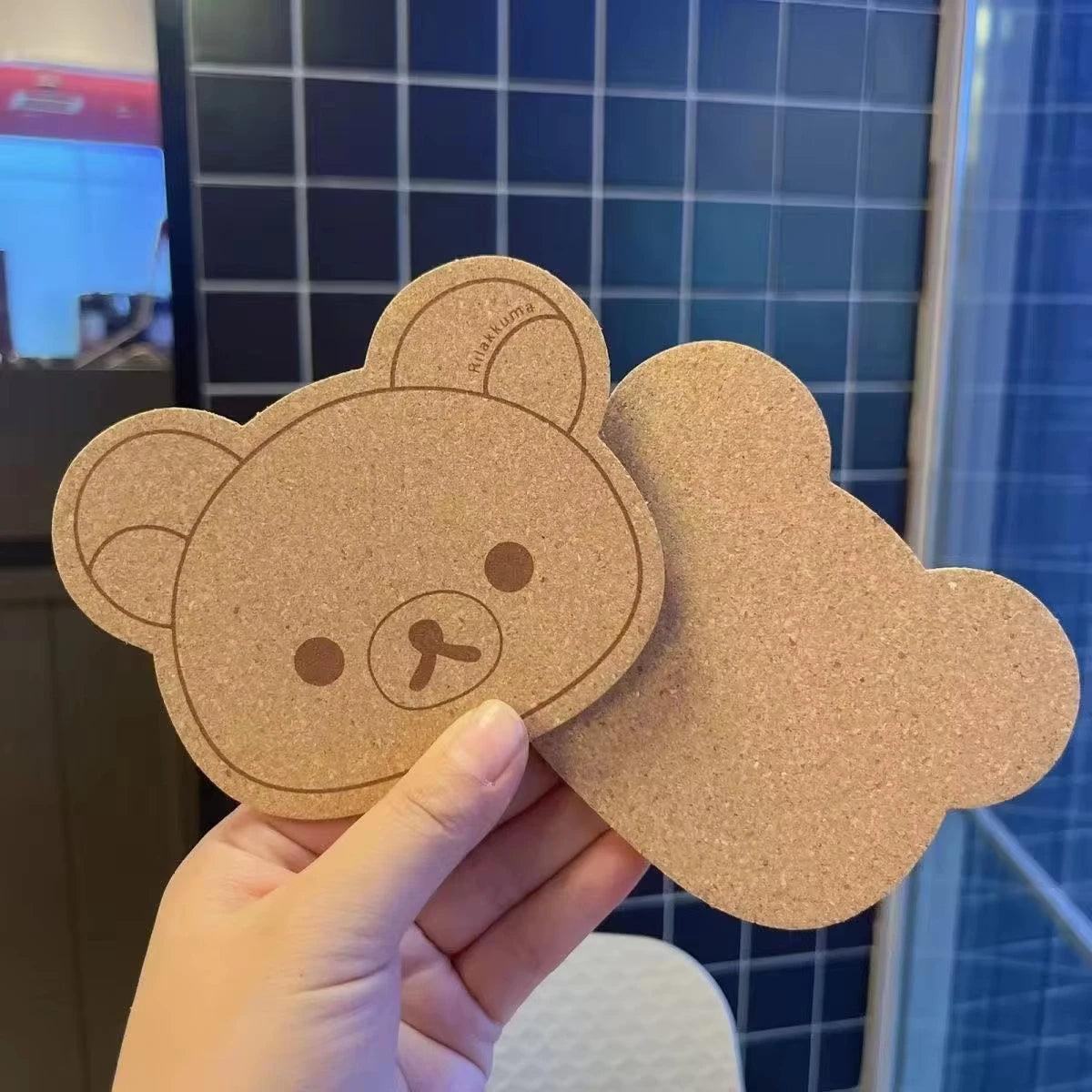 décoration murale kawaii tête d'ours liège motif rilakkuma mignon pinces linge fixations sans perçage