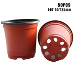 pots fleurs plastique rouge noir modernes grille drainage 9cm 10cm 11cm 12cm 13cm 14cm