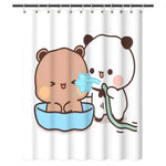 rideau douche panda dessin animé mignon blanc bleu opacité moderne