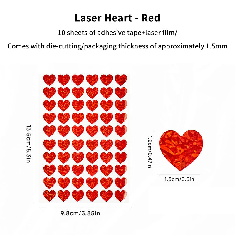 sticker forme cœur glitter rouge doré argenté adhésif décoration agenda st valentin festif brilanten