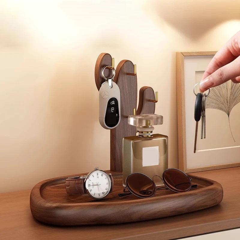 organisateur bois compartiments clés bijoux lunettes montres moderne minimaliste bohème respectueux environnement