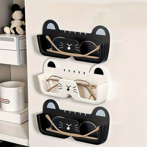 porte lunettes mural chat noir blanc rangement chevet accessoire décoration enfantine mignon fixations murales