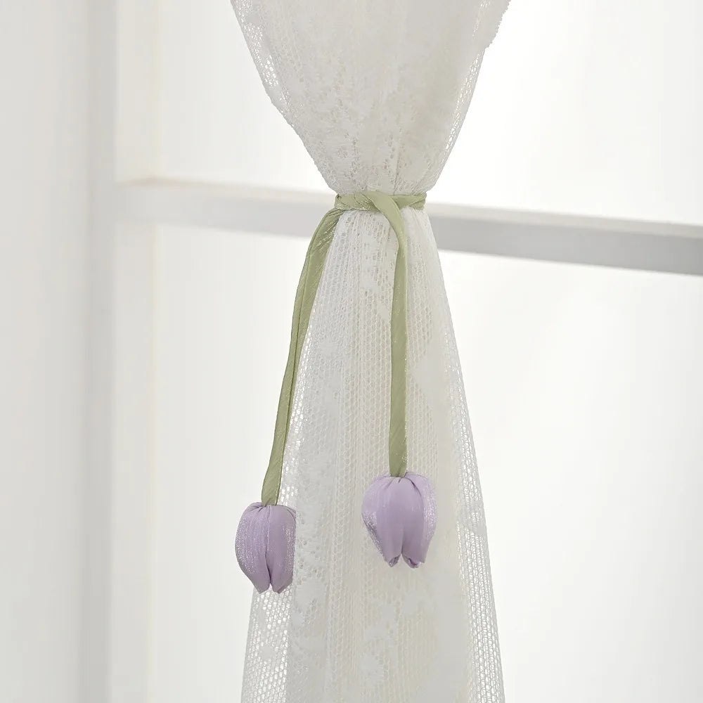 accessoires fenetre tulipe moderne rose violet blanc adhésif rideau polonais
