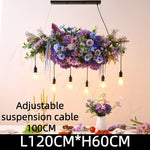 suspension lumineuse moderne violet fleurs artificielles chaîne noire led guirlande interrupteur tactile 2000lm
